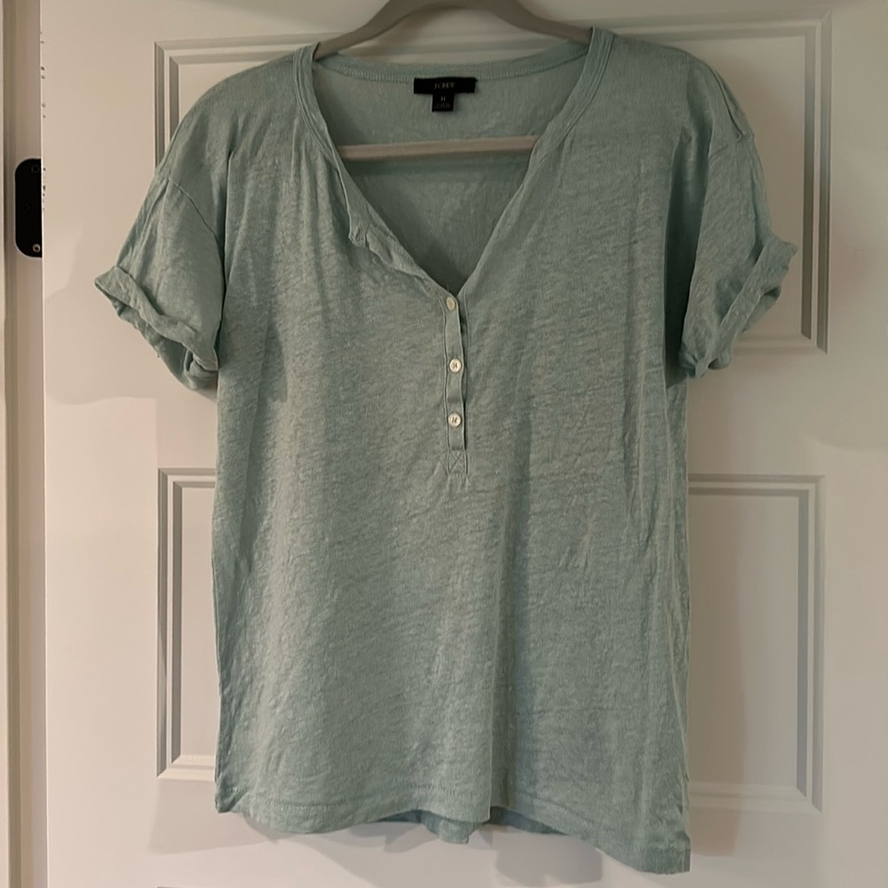 J. Crew Teal Linen Shirt